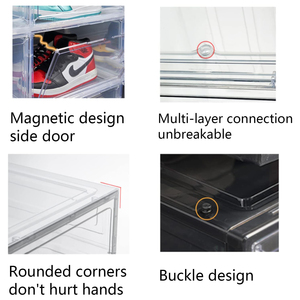 Wholesale Transparent PET Plastic Sneaker Stackable Shoe Storage Boxes Drop Front <b>Drawer</b> Type Magnetic Shoe Box Multi-use Modern - Product Image 3