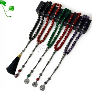 Ágata verde Natural Aqeeq 10mm Tasbih 33 cuentas de oración islámica <span class=keywords><strong>Tasbeeh</strong></span> Rosario musulmán <span class=keywords><strong>Dhikr</strong></span> cuentas Zikr cuentas musulmán Baclite Rosario - Product Image 5