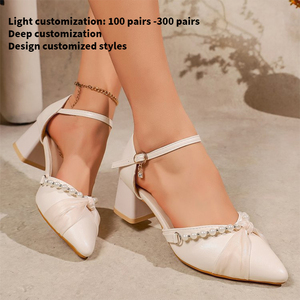 Nuovo Design Personalizzato Scarpe da Donna Sexy con Punta Affusolata, <span class=keywords><strong>Tacco</strong></span> Sottile, Tomaia con Perle Artificiali, Grande Fiocco a Farfalla, <span class=keywords><strong>Tacco</strong></span> Spesso a Forma di D <span class=keywords><strong>7</strong></span> <span class=keywords><strong>cm</strong></span> MuY3360 - Product Image 1