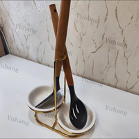 RTS exquis luxe or acier inoxydable cuillère support en métal servant cuisine louche céramique cuillère reste pour Restaurant Buffet