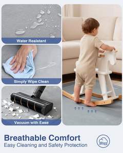 แผ่นรองคลานเด็กแบบพับได้ ขนาด 47x47 นิ้ว - แผ่นรองคลานโฟม หนังวีแกนปลอดสารพิษสำหรับเด็กวัยหัดเดินและทารก - Product Image 4