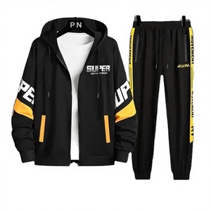 ชุดเซ็ตเสื้อฮู้ดและกางเกงวอร์มผู้ชายไซส์ใหญ่ ผ้าฝ้าย 100% สำหรับฤดูใบไม้ร่วง ป้องกันลม มีเชือกผูก ปิดด้วยผ้าฟลีซ ซับในอย่างดี แห้งเร็ว - Product Image 3