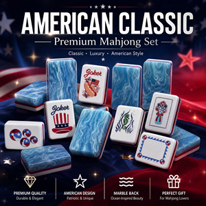 Elevated Mahjong Set: America's 250th Birthday Celebration – Complete <b>Kit</b> with <b>Tiles</b>, Mat, Carrying Case & Racks. - Product Image 3
