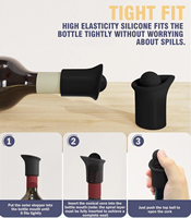 Nouveau design personnalisable, bouchon de bouteille de vin en silicone de qualité alimentaire réutilisable, bec verseur en V, écologique, respirant, pour le stockage