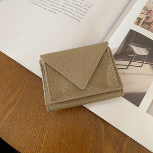 Women's New Lychee Patterned <strong>Mini</strong> Card Wallet with RFID Contrast Color Change Three-fold Buckle and Card Clip - Product Image 3