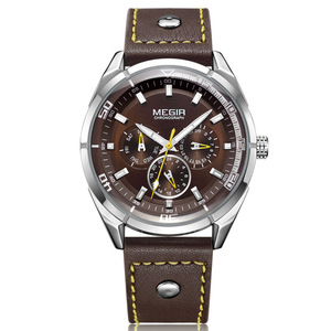 Reloj de hombre con calendario y día de la semana, esfera de cuero genuino, reloj de pulsera de cuarzo - Product Image 4