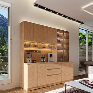 FAS Grade Chêne <span class=keywords><strong>Haut</strong></span> de Gamme Moderne Minimaliste Intégré Mural Cave À Vin Lumière De Luxe Buffet Salon - Product Image 4