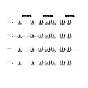 Extensions de <span class=keywords><strong>cils</strong></span> DIY réutilisables, faits à la main, 6 rangées, en cheveux synthétiques, effet naturel glamour, application facile, avec étiquette personnalisée - Product Image 4