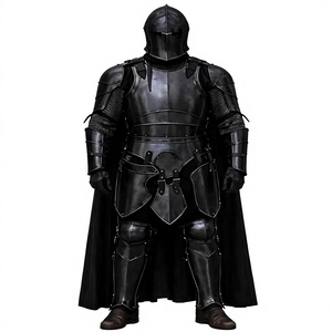 Traje de Armadura de Caballero Barbuta Negro, Completamente en Acero Pulido 3D, Estilo Antiguo, Calibre 18, para Disfraces de Cosplay - Product Image 1