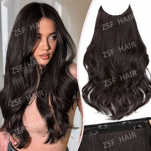 100% ผมมนุษย์แบบซ่อนลวดต่อผมสำหรับผู้หญิงสีดำธรรมชาติ - Product Image 1