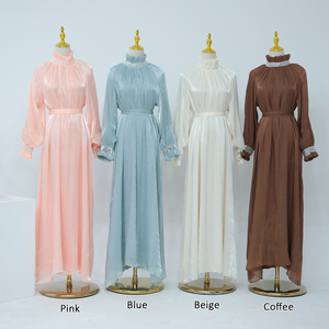 Sharut Vente en Gros Dubaï Abaya Luxe Satin Robe Musulmane Pudique Femme É<span class=keywords><strong>l</strong></span>égante Personnalisée Eid Paillettes Scintillantes Abaya - Product Image 6