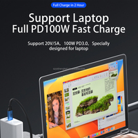PD3.0 100W Câble USB en alliage d'aluminium à charge rapide haute vitesse 1.8m Câbles de données mâle à mâle Type-C pour PC Portable Switch Tablet PC