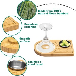 Bamboo Cocktail Tray With Stainless Steel Bowl For <b>Bar</b> <b>Tools</b> - Product Image 1