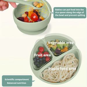 Cuchara suave del cuenco <span class=keywords><strong>de</strong></span> succión del bib impermeable ajustable 6PCS <span class=keywords><strong>para</strong></span> el bebé llevó el destete del microware seguro BPA li - Product Image 5
