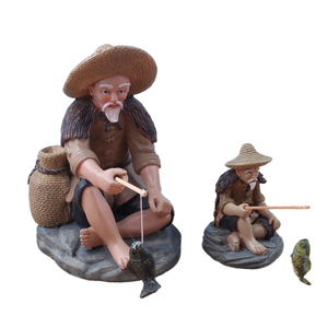 Quyingqiu Harz Figur Stück Großer Blumentopf Garten Aquarium Landschaft Dekoration Fischer - Product Image 1