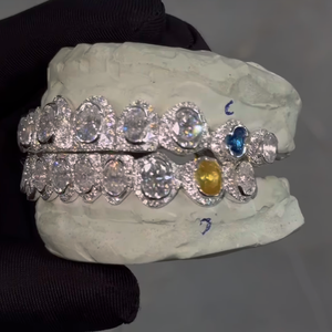 Personalizzato impeccabile <span class=keywords><strong>Grillz</strong></span> 8 on 8 Deep Perm Cut Vvs Moissanite Hip Hop <span class=keywords><strong>Grillz</strong></span> ghiacciato S925 18k oro bianco Moissanite denti <span class=keywords><strong>Grillz</strong></span> - Product Image 4