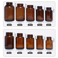 Conteneur en verre noir anti-UV avec couvercle en bambou naturel, flacon rechargeable pour vitamines et médicaments, emballage pour compléments alimentaires