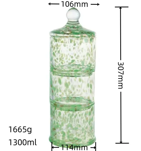 3 strati soffiato a mano contenitori colorati all'ingrosso vasetti con coperchi cosmetici barattolo di vetro di lusso