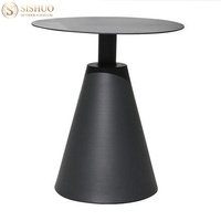 Table basse d'extérieur moderne tout temps, petite table ronde en métal, mobilier de patio d'extérieur, table basse en aluminium moulé