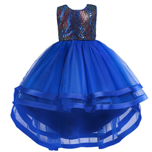 Girls' <b>Sequined</b> Tulle Dress <b>Red</b> O-Neck A-Line Flower Girl Dress For Birthday Parties And Performances - Product Image 5