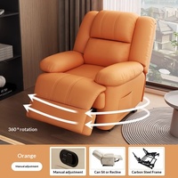 Fauteuil inclinable multifonctionnel électrique individuel de première classe, type capsule, pour la détente, avec fonction balancelle, en métal et revêtement en cuir