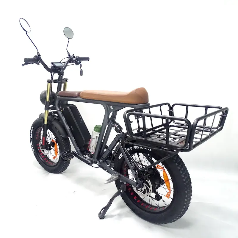 จักรยานอาหารไขมัน20นิ้วปิดถนนไฟฟ้า1000W 20Ah แบตเตอรี่ Cargo Bike จักรยานครอบครัว2022