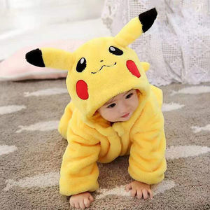Bebek giysileri ilkbahar ve sonbahar sıcak peluş çift taraflı bebek tulum yenidoğan tulum kapşonlu onesie hayvanlı pijama - Product Image 3