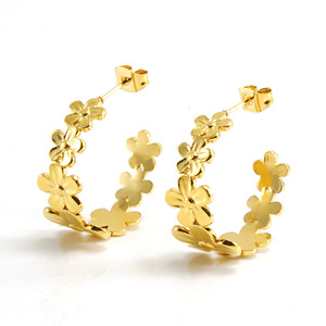 Zogxin Huggie Earrings Gold Daisy Flower Geometric Design Stud Earrings For Women Fashion Jewelry - Product Image 5