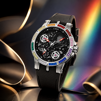 Montre à quartz avec boîtier en alliage serti de diamants, 45 mm, cadran grand format, aiguilles tendance, résistance à l'eau 30 m, bracelet en silicone lumineux