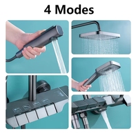 Système de douche mural carré moderne pour salle de bain, kit de mitigeur de pluie extérieur gris anthracite, ensembles de douche pour baignoire piano