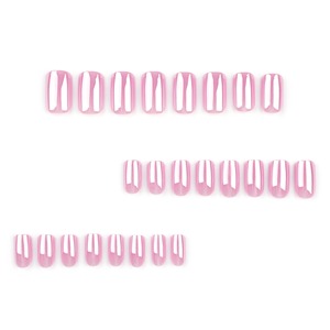 12 Uñas Postizas Acrílicas Recubiertas de Estilo Japonés, Color Rosa Dulce, Forma Almendrada Corta, Media Cobertura, Uñas Artificiales, Uñas Falsas, Pegamento - Product Image 2