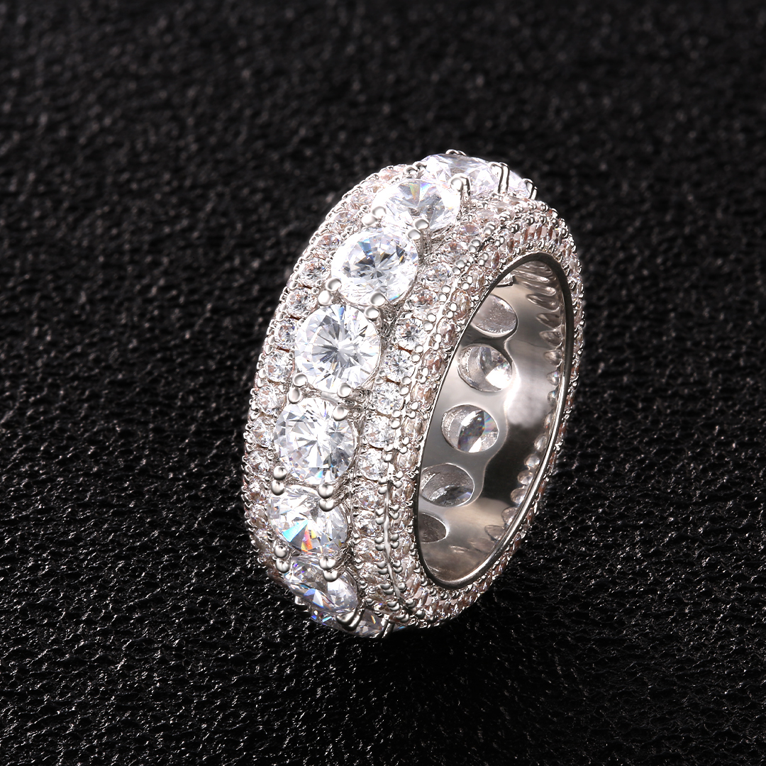 MIVEIVIA Iced Out Big Cube CZ Diamond Ring For Men - Heavy Bling Wedding Ring, Hip Hop Punk Style Stainless Steel, Radiant Party Jewelry - View #5