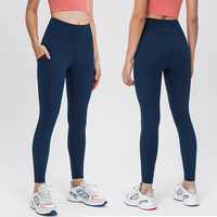 Legging Yoga Fitness Roregal New Lemon Second Skin High Waist dengan Kantong Samping, 80% Nylon/20% Spandex, Bahan Halus
