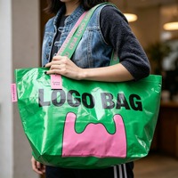 Sac de courses réutilisable en polypropylène laminé, tissé en PP recyclé, écologique, personnalisé avec logo, imperméable