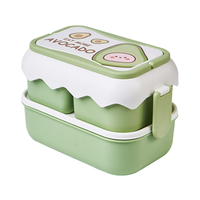 Boîte à lunch mignonne à motif de fruits avec double couvercle de conservation, couvercles de bento pour micro-ondes, en plastique de haute qualité, individuelle, pour étudiants et voyages
