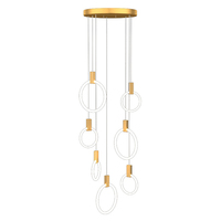 Lustre LED moderne pour escalier, suspension creuse composite, luminaire créatif pour villa et restaurant, décoration d'escalier