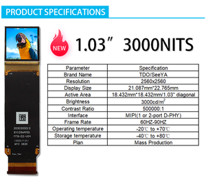 Tdo 1.03 inch sy103wam15 3000nits Độ phân giải cao 2560x2560 mipi DSi microoled hiển thị cho AR thiết bị 3D kính giáo dục - Product Image 6