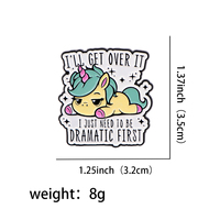 Broche en émail « Cute Horse I'll Get Over It » avec citations, épingles à revers, badges pour sac à dos, vêtements, accessoires, bijoux de mode, cadeau
