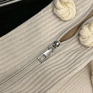 Hot selling spacious corduroy handbag with <b>large</b> capacity shopping <b>bag</b> and durable rope handle - Product Image 6