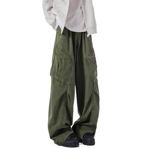 Salopette a Gamba Larga Color Caffè Retrò, Moda Maschile di Marca, Design Deconstructivo, Pantaloni Lunghi Casual Larghi e Drappeggiati - Product Image 5