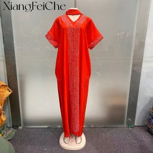 Abito Bubu da <span class=keywords><strong>Donna</strong></span> 2025 Nuovo Stile Moda Casual <span class=keywords><strong>Etnico</strong></span> Tinta Unita Ampio Africano Modesto con Diamanti - Product Image 4