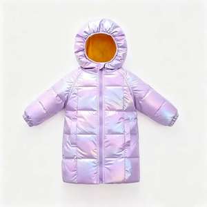 Manteau matelassé holographique brillant pour enfants, veste d'hiver mi-longue à capuche pour tout-petits garçons et filles, vêtement d'extérieur chaud et coupe-vent - Product Image 5