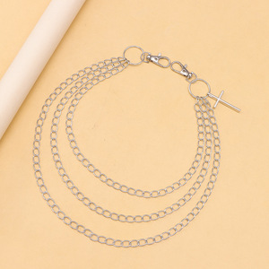 สร้อยคาดเอวผู้ชาย จี้รูปกางเขน โลหะผสมสังกะสี สามชั้น สไตล์ฮิปฮอป เครื่องประดับเต้นสตรีทแดนซ์ ใช้ได้ทุกวัน - Product Image 3