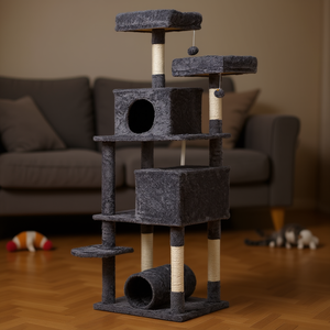 คอนโดแมวทรงตึกขนาด 65 นิ้ว หลายชั้น พร้อมที่นอนบุนวม ที่ลับเล็บ และเฟอร์นิเจอร์สำหรับแมวในบ้าน ขนาดใหญ่ แข็งแรง ทนทาน - Product Image 2