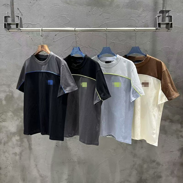 2026 Summer New Style Stitching Short-sleeved Suit of Fashion Brand 100% Cotton Casual Men's Suit Unisex Trendy Clothes