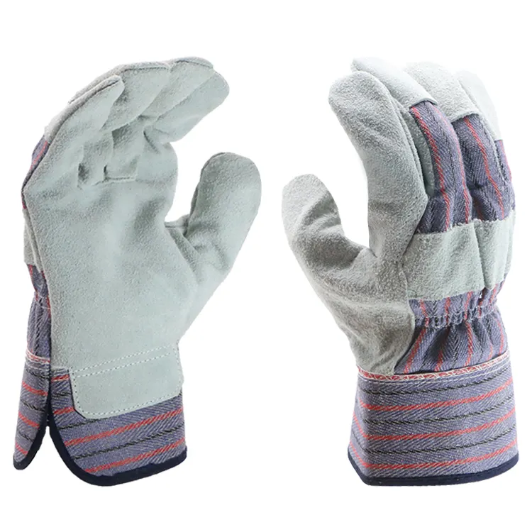 High quality cow split hand protective leather work gloves