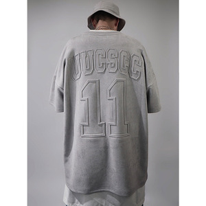 T-shirt da <span class=keywords><strong>Uomo</strong></span> Oversize in Camoscio con Stampa, <span class=keywords><strong>Tendenza</strong></span> Hip-hop Estiva, Marca <span class=keywords><strong>di</strong></span> Fabbrica - Product Image 1