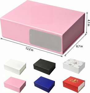 Boîte cadeau magnétique en carton de luxe en gros, emballage rigide de haute qualité, matériaux recyclés, logo personnalisé, revêtement UV violet - Product Image 4