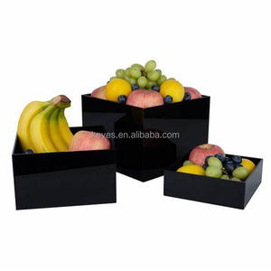 Ensemble de 3 cubes gigognes modernes en acrylique noir Présentoir de nourriture pour <span class=keywords><strong>buffet</strong></span> de mariage et de fête portable - Product Image 3