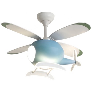 Ventilateur de plafond pour enfants avec lumière, pour chambre d'enfant, ventilateur de plafond en forme d'<span class=keywords><strong>avion</strong></span> ou d'hélicoptère avec lumière LED, lumière avec ventilateur pour chambre de fille - Product Image 1
